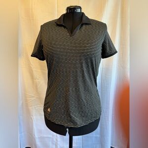 Women's Adidas Black Striped Polo Shirt. Medium
